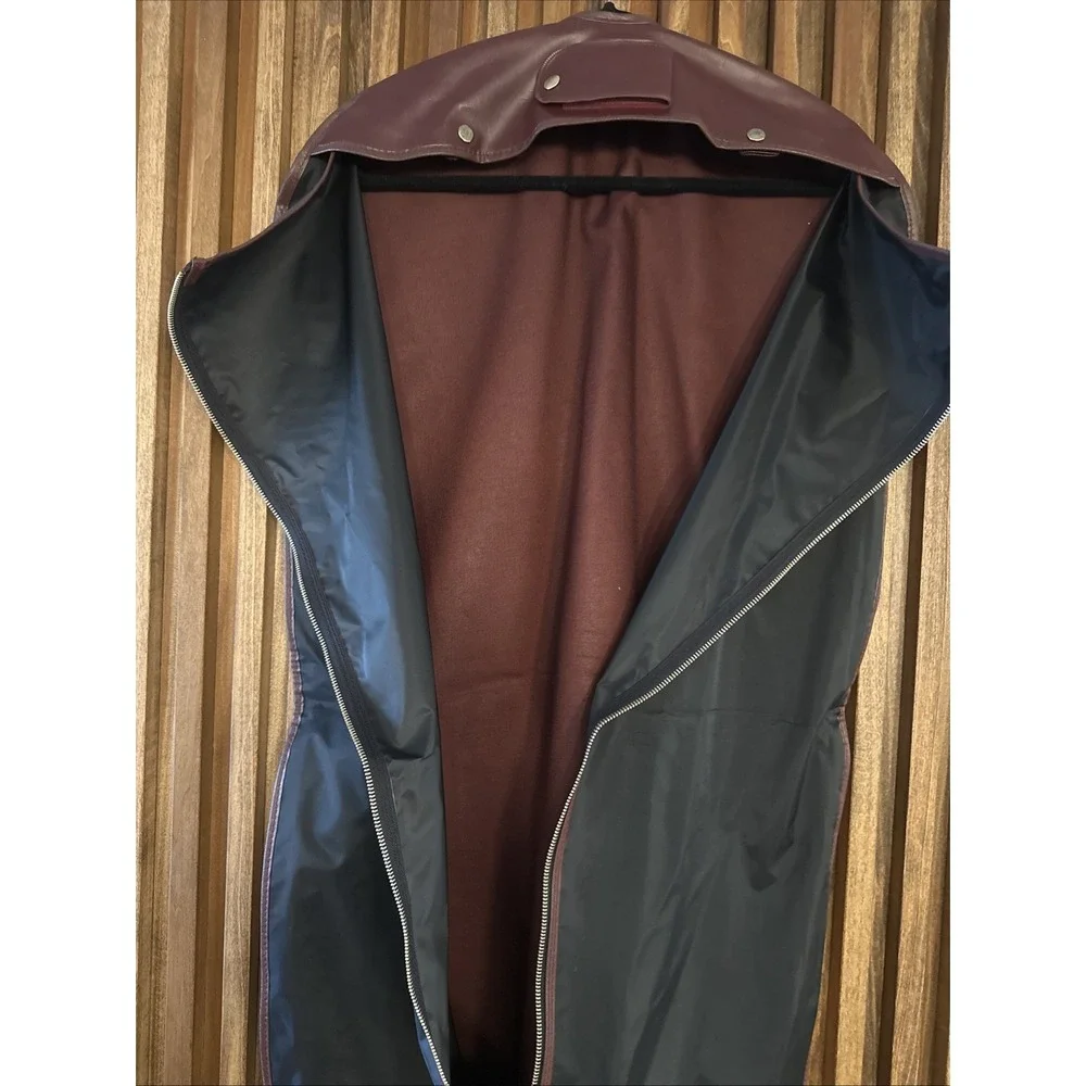 Vintage‎ Sears Garment Travel Bag Black & Burgundy Full Zip PU Leather polyester